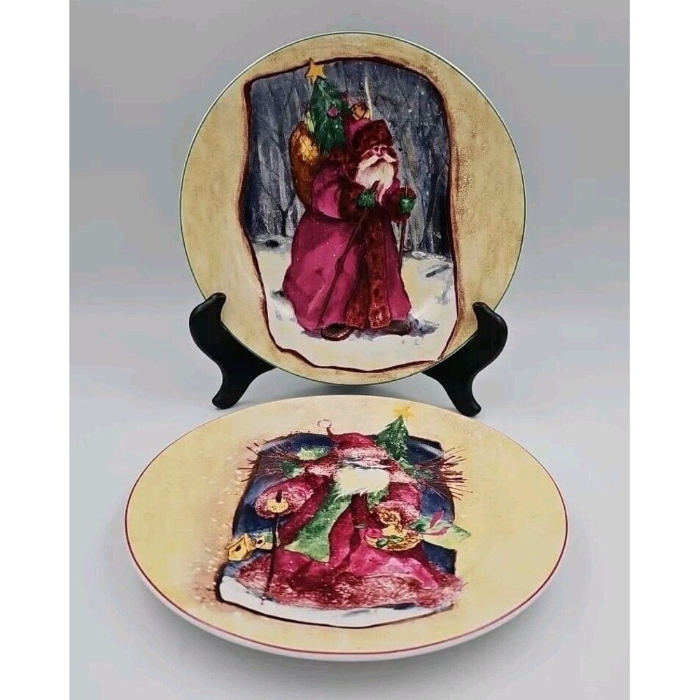 Royal Norfolk 2 - 7 1/2" VICTORIAN SANTA Christmas Salad Plates